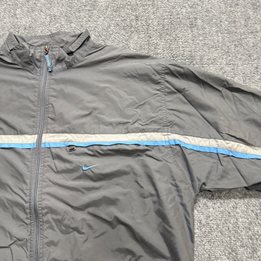 VTG Nike Nylon Jacket Men's L Longsleeve rack Jacket Baby Blue Gray Y2K 90s - Picture 10 of 12